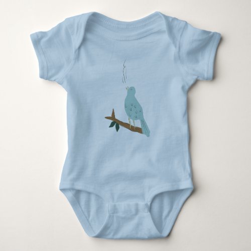 bird blue singing nature animal baby bodysuit