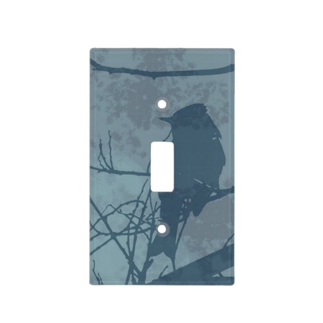 Bird Blues Grunge by Angelandspot Light Switch Cover (Front)