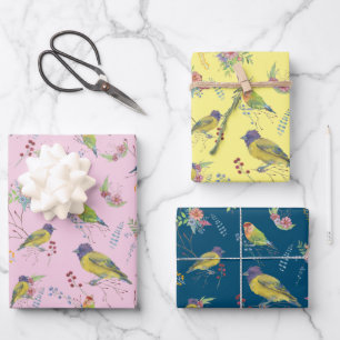Bird Botanical  Wrapping Paper Sheets