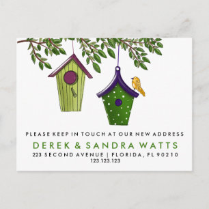 Bird boxes change of address we've moved announcem announcement postcard
