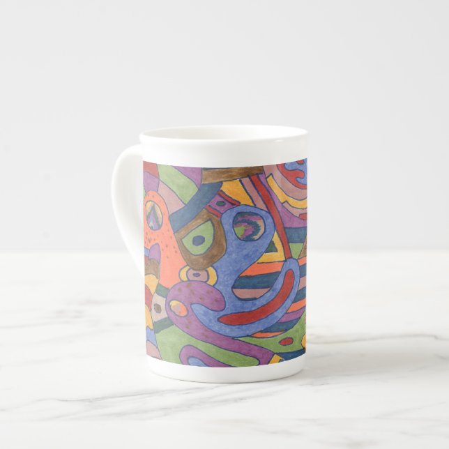 Bird Brain, original abstract Bone China Mug (Front Left)
