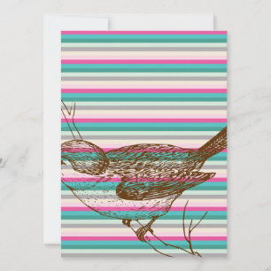 bird branch animals nature colorful pattern art