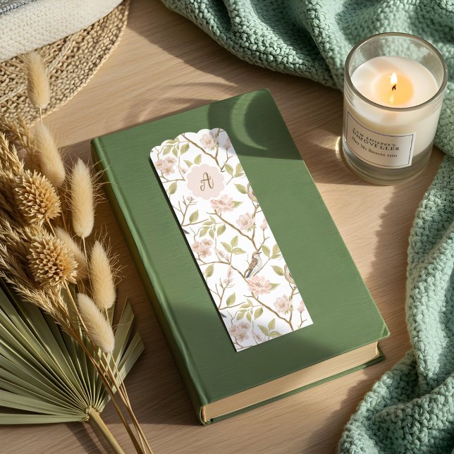 Bird & Branch Pink Floral Bloom Monogram Bookmarks (Bird & Branch Pink Floral Bloom Monogram Bookmarks)