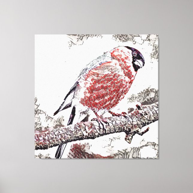 Bird, Bullfinch, Male Canvas Print (Front)