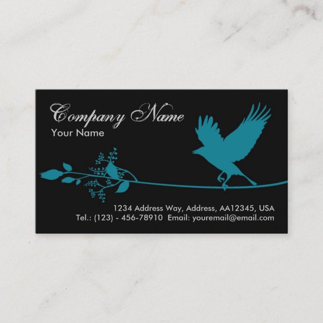 Bird Business Card (Blue) (Front)