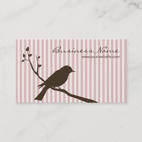 Bird Business Card (pink stripe)