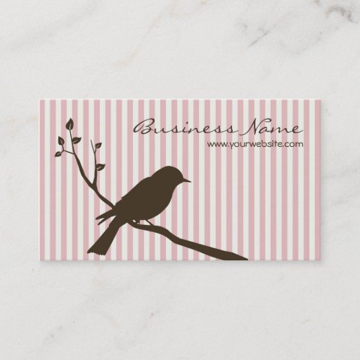 Customizable Bird Business Card (pink stripe)