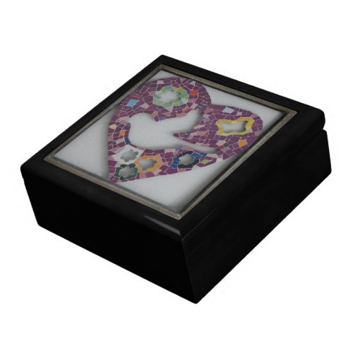 Bird Butterfly Flowers Mosaic Keepsake Box