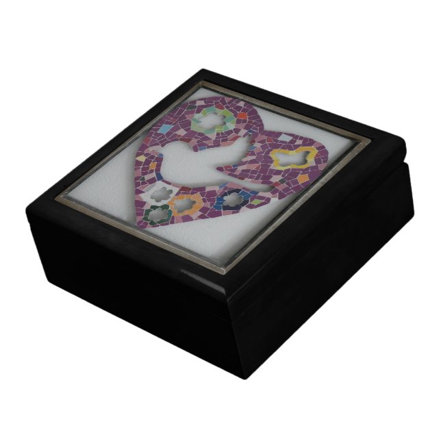 Bird, Butterfly, Flowers Mosaic Keepsake Box (Side)