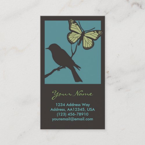 Bird Butterfly Profile Card (Blue) Business Cards
