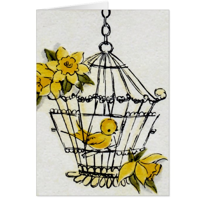 Bird Cage and Flowers Cards