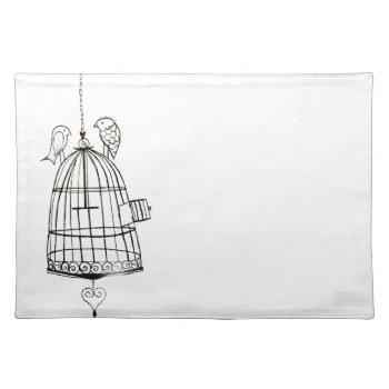 Bird Cage Drawing Cloth Placemat by thatcrazyredhead at Zazzle