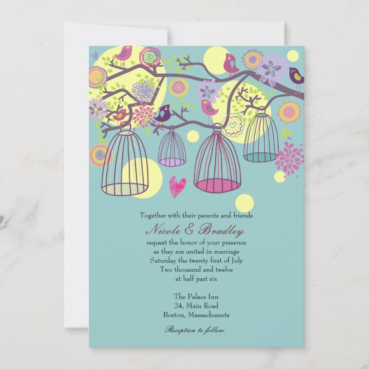 Bird Cage Love Birds Wedding Invitation Zazzle