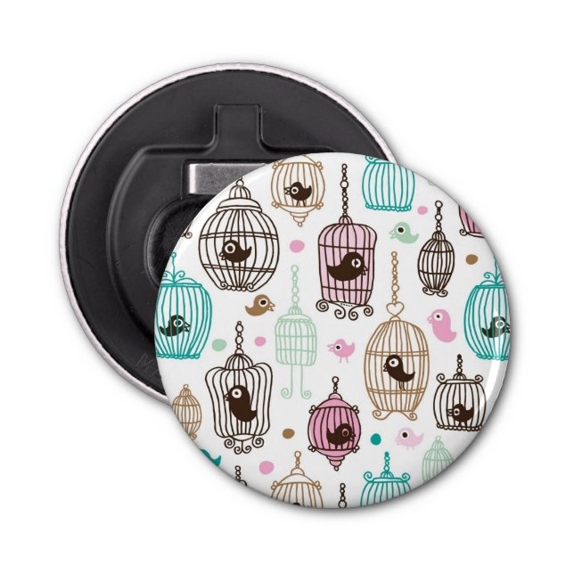 bird cage love kids background pattern bottle opener (Front)