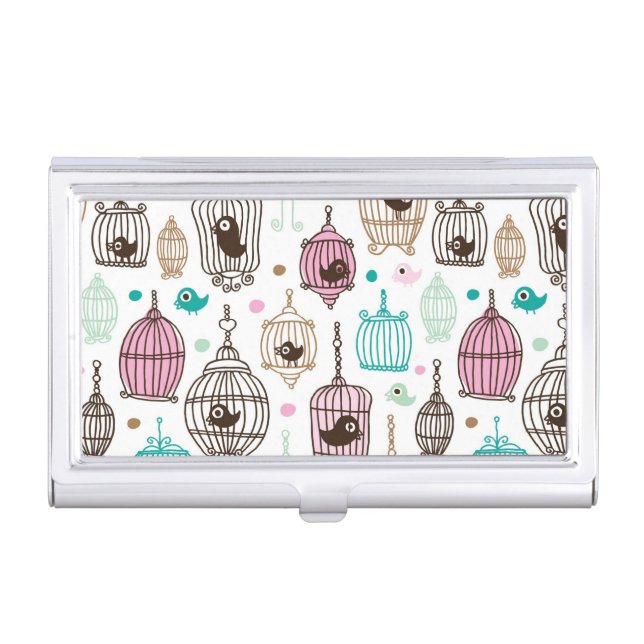 bird cage love kids background pattern business card case (Front)
