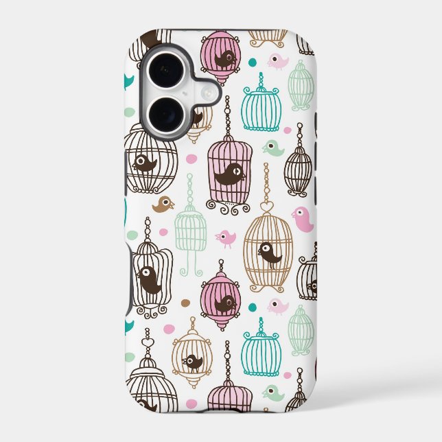bird cage love kids background pattern iphone case (Back)