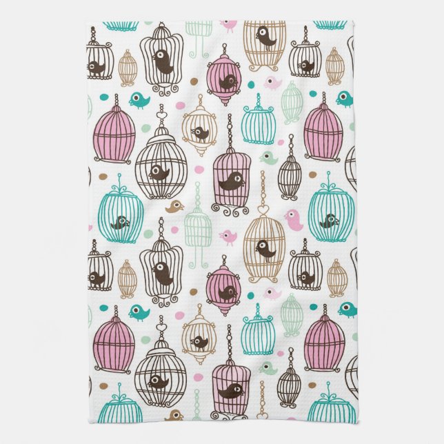 bird cage love kids background pattern kitchen towel (Vertical)