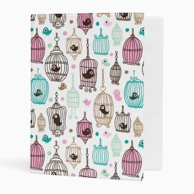 bird cage love kids background pattern mini binder (Front/Inside)
