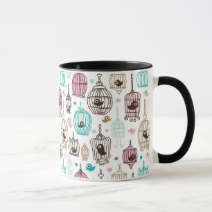 bird cage love kids background pattern mug