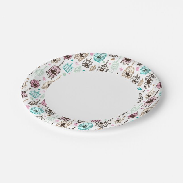 bird cage love kids background pattern paper plates (Angled)