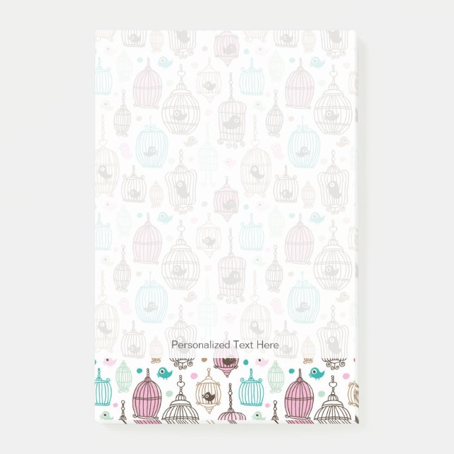 bird cage love kids background pattern post-it notes (Front)