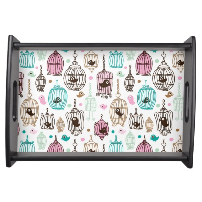bird cage love kids background pattern serving tray (Front)
