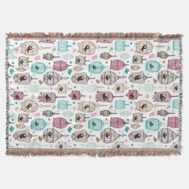 bird cage love kids background pattern throw blanket (Front)