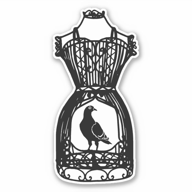 Bird Cage Mannequin Dress form Silhouette Art Sticker (Front)