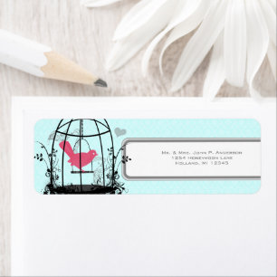 Bird Cage Pink Bird Musical Notes and Heart Label