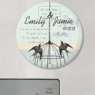 Bird Cage Wedding Magnets Postcard Background