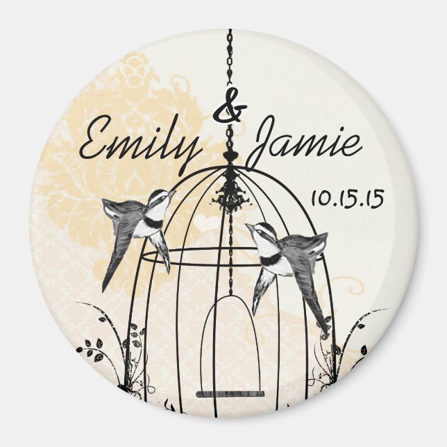 Bird Cage Wedding Stickers or Customize Magnet (Front)