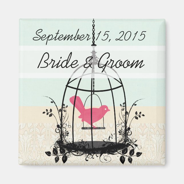 Bird Cage Wedding Stickers or Customize Magnet (Front)