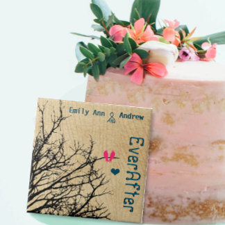 Bird Cage Wood Grain Tree Forever Anniversary Tile