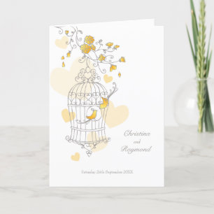 Bird cage yellow grey wedding ceremony program