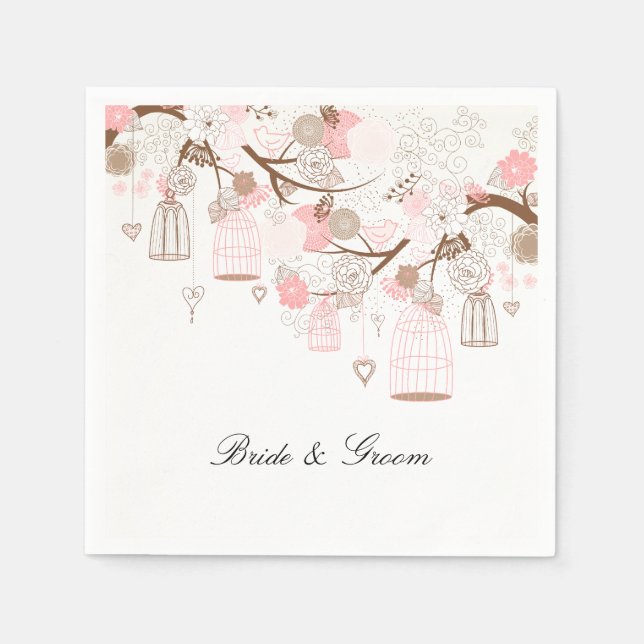Bird Cages and Flowers Paper Napkins (Front)