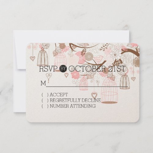 Bird Cages and Flowers Tree Branch RSVP