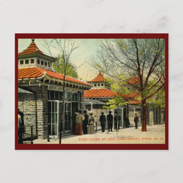 Bird Cages at Zoo, Cincinnati, OH Vintage Postcard (Front)