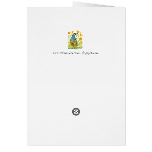 Bird California Quail Orange Poppies (Back)