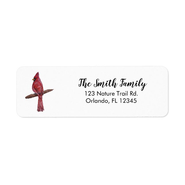 Bird Cardinal Painting Return Address Label (Front)