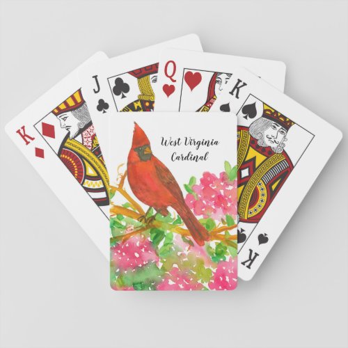 Bird Cardinal Red Male Pink Flowers Poker Cards