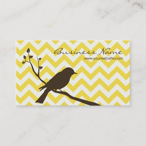 Customizable Bird Chevron Business Card (yellow)