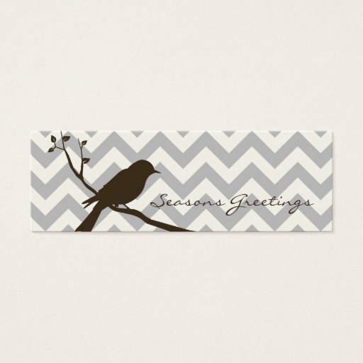 Customizable Bird Chevron Gift Tags, Profile Cards (grey) Business Cards