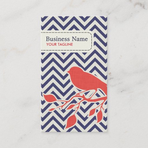 Customizable Bird &amp; Chevron Pattern Business Card
