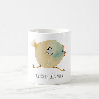 Bird, chicken, watercolor, whimsical, chubby bird  coffee mug