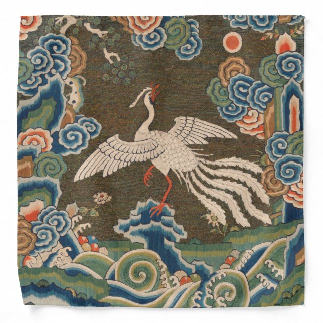 Bird Chinese Antique Decor Bandana (Front)