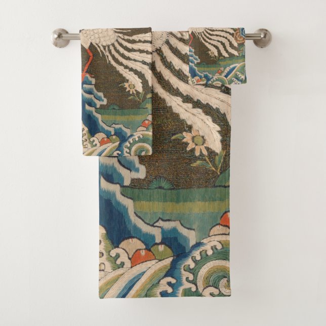 Bird Chinese Antique Decor Bath Towel Set (Insitu)