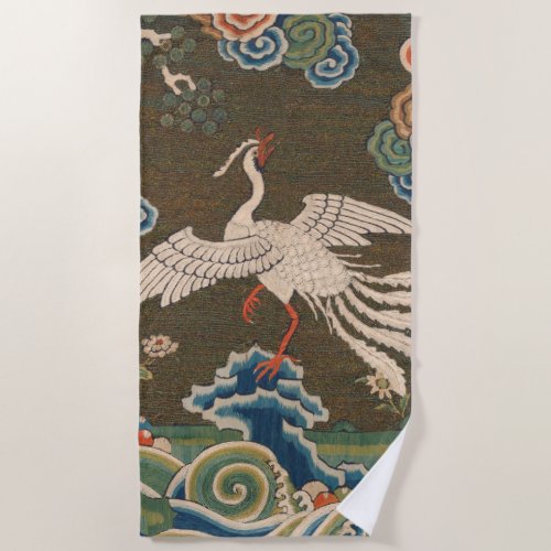 Bird Chinese Antique Decor Beach Towel