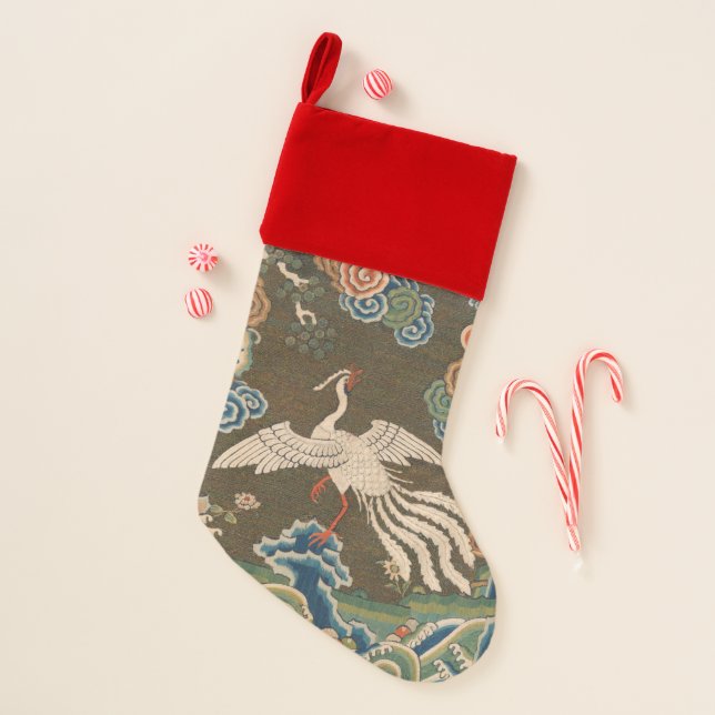Bird Chinese Antique Decor Christmas Stocking (Front)