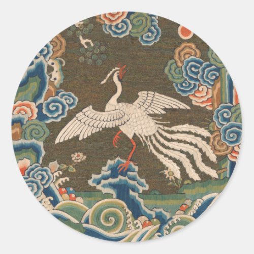 Bird Chinese Antique Decor Classic Round Sticker