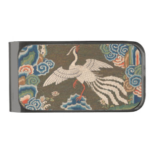 Bird Chinese Antique Decor Gunmetal Finish Money Clip